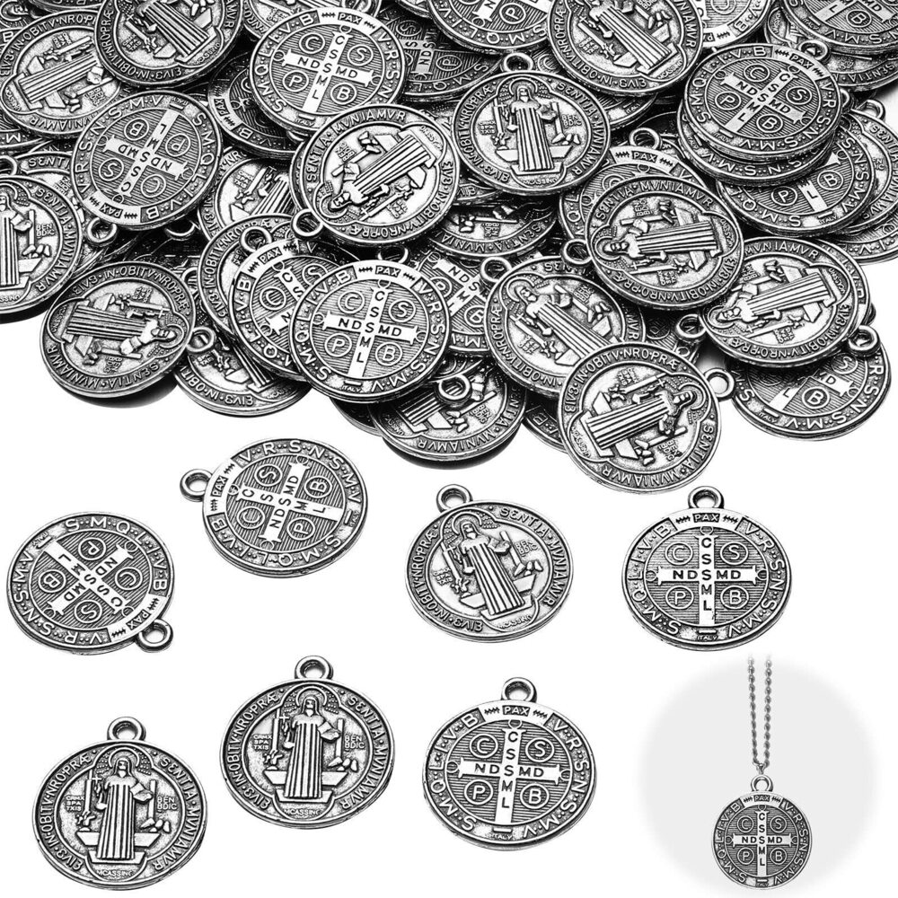 2771 120 Pieces St Benedict Medals 0.94 x 0.79 Inch Christian Metal Saint